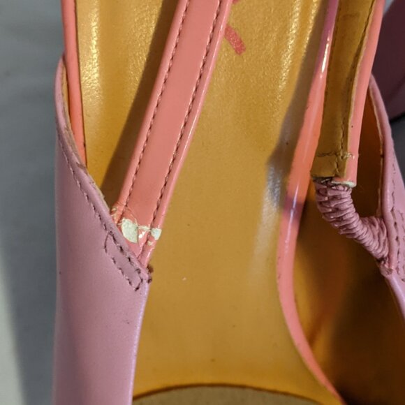 Vintage Y2K BCBG Pink Slingback Heels Square Toe Barbiecore Shoes Chunky Heel 8 - Picture 9 of 16